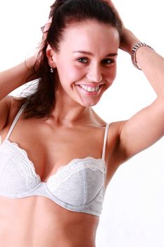 Young woman in sexy bra