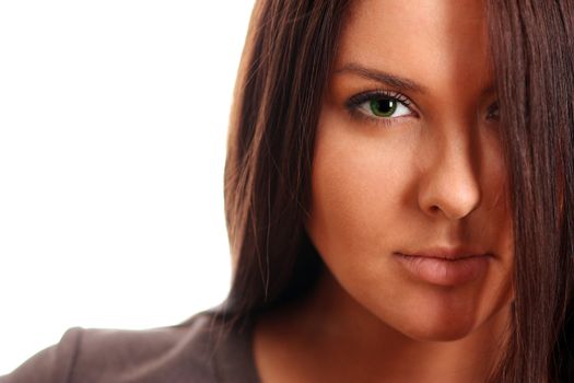 Closeup portrait of a happy young woman