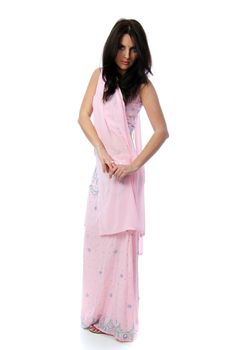Young pretty woman in indian sari dress