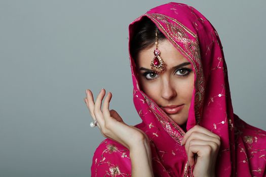 Young beautiful woman in sari