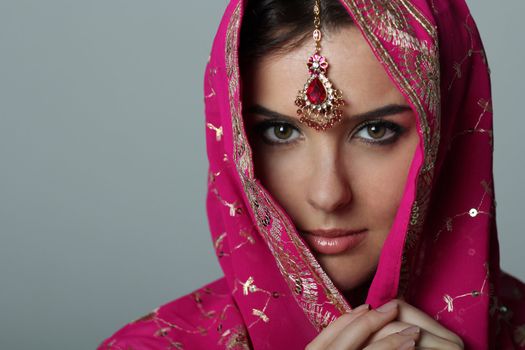 Young beautiful woman in sari