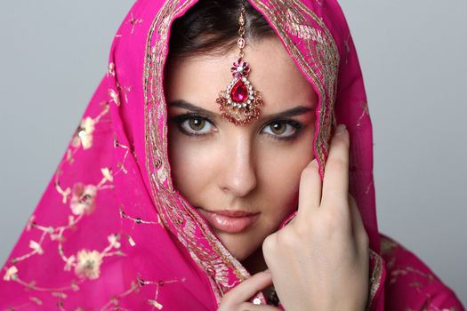 Young beautiful woman in sari