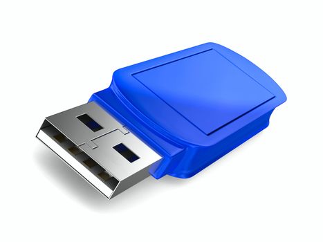 usb flash drive on white background. Isolated 3D image