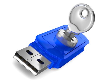 usb flash drive on white background. Isolated 3D image