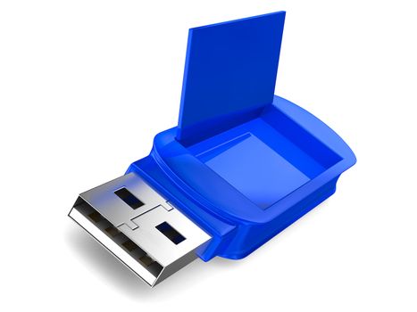usb flash drive on white background. Isolated 3D image