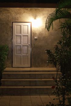 Entrance of a house at night