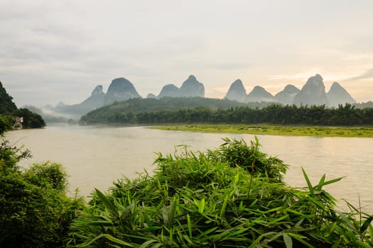 idyllic landscape from li river china