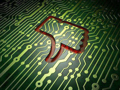 Social media concept: circuit board with Unlike icon, 3d render