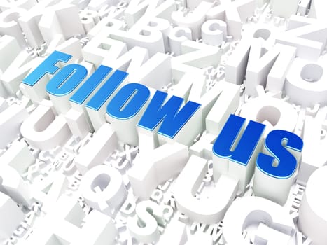 Social media concept: Follow us on alphabet  background, 3d render