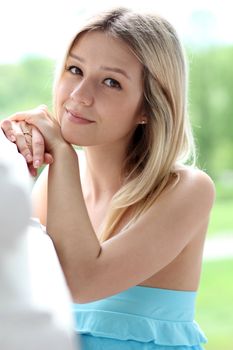 Beautiful young girl smiling. Outdoor portrait