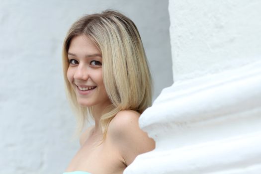 Beautiful young girl smiling. Outdoor portrait