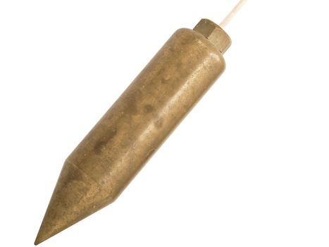 brass plumb bob isolated on white background