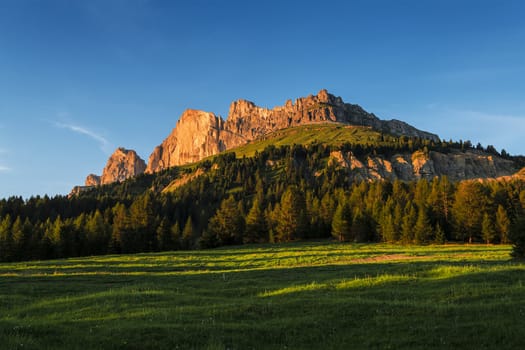 Sunset on the Catinaccio near Karerpass, Dolomites - Italy