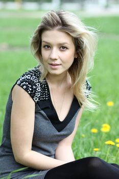 Beautiful young girl smiling. Outdoor portrait