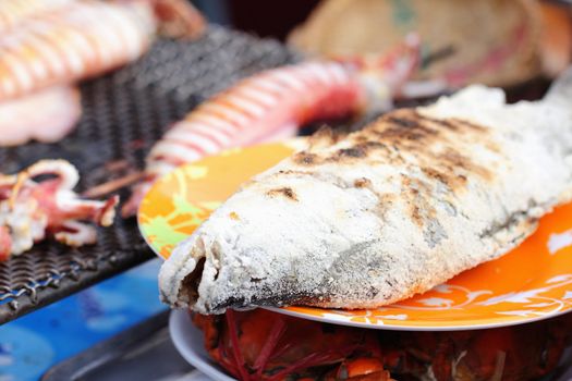 Grilled fish on the stove