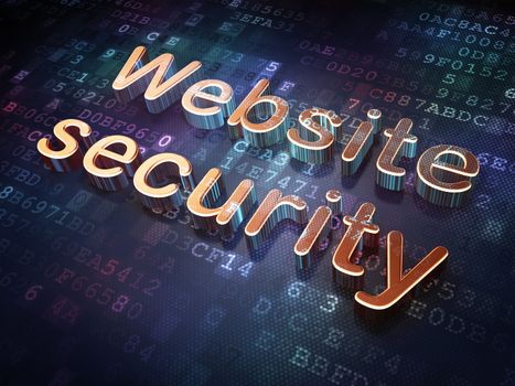 Privacy concept: Golden Website Security on digital background, 3d render