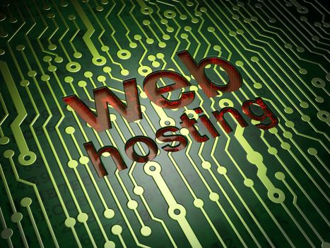 SEO web development concept: circuit board with word Web Hosting, 3d render