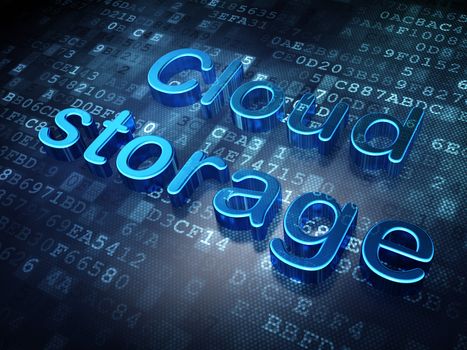 Privacy concept: Blue Cloud Storage on digital background, 3d render