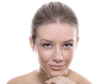 Beautiful Girl face. Perfect skin concept