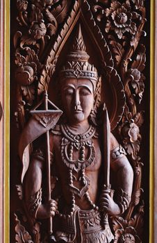 Thailand style sculpture on wood