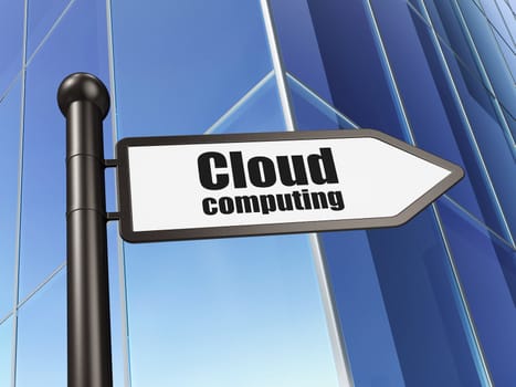 Cloud technology concept: Cloud Computing on Building background, 3d render