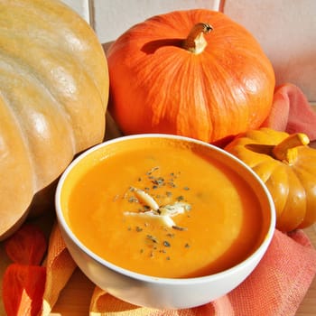 a good soup with pumpkin and cheese