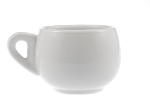 White porcelain cup on a white background