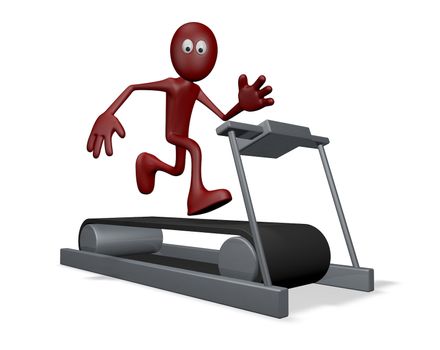 cartoon guy on tread mill - 3d illustration