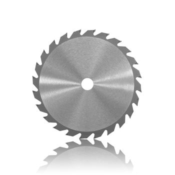 A saw blade isolated against a white background