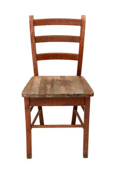 A wooden chair isolated against a white background