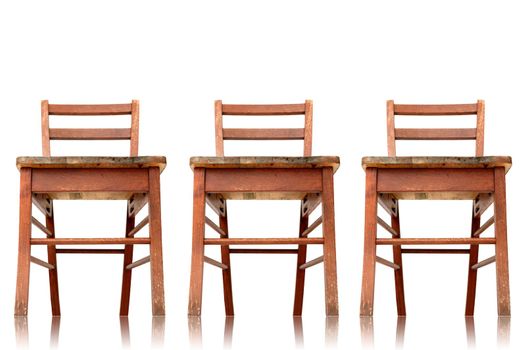 A wooden chair isolated against a white background