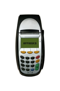 A eftpos machine on a plain background