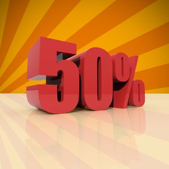 Red fifty percent off, Discount 50% on orange background