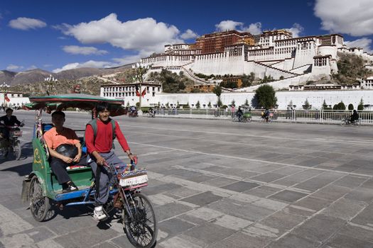 Potala Palace in the city of Lhasa in Tibet (Tibet Autonomous Region of China). The Potala Palace was the chief residence of the Dalai Lama until the 14th Dalai Lama fled to Dharamsala, India, after an invasion and failed uprising in 1959.