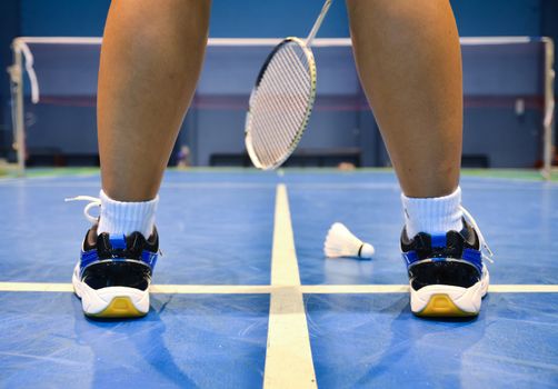 badminton court with badminton player