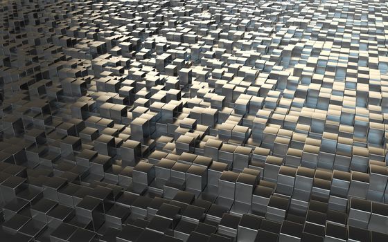 abstract background with steel cubes made ​​in 3d