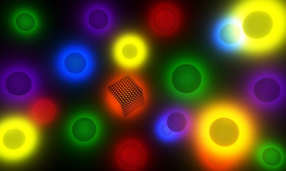 abstract background with lights volumetric objects made ​​in 3d