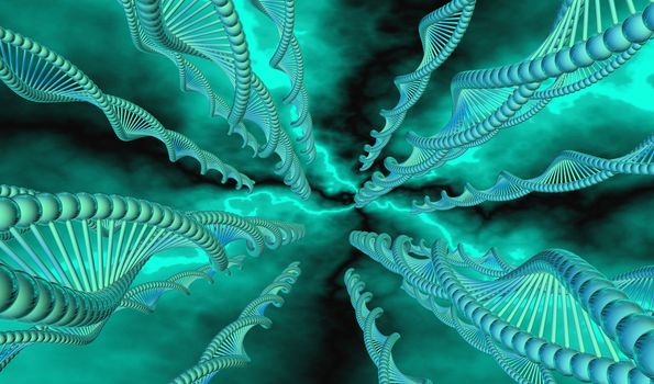 green DNA strand made ​​in 3d with abstract background