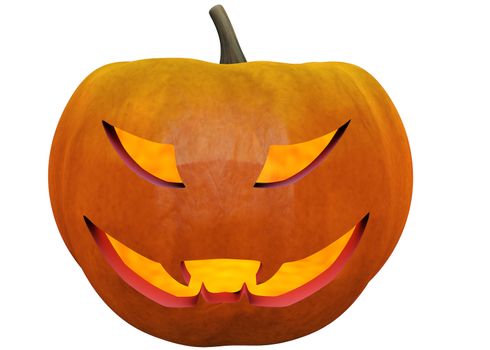 halloween pumpkin made ​​in 3d isolated on white with clipping path