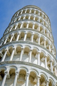 Closeup picture of the Leaning Tower Pisa, Italy