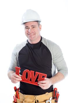 Romantic people in love shot in studio isolated on a white background