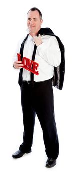 Romantic people in love shot in studio isolated on a white background