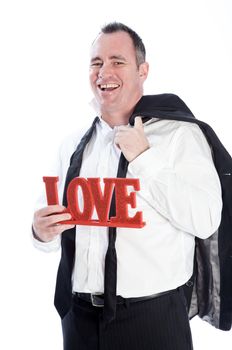 Romantic people in love shot in studio isolated on a white background