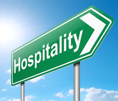 Illustration depicting a sign with a Hospitality concept.