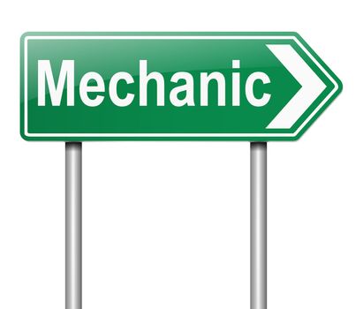 Illustration depicting a sign with a Mechanic concept.
