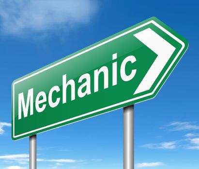 Illustration depicting a sign with a Mechanic concept.