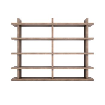 Wooden shelves. 3d rendering on white background