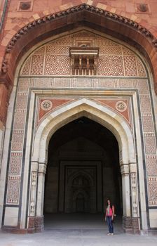 Main entrance of Qila-i-kuna Mosque, Purana Qila, New Delhi, India