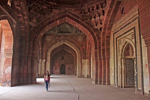 Interior of Qila-i-kuna Mosque, Purana Qila, New Delhi, India