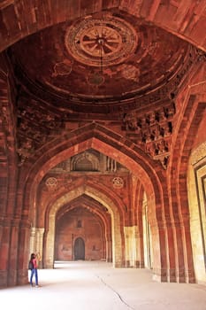 Interior of Qila-i-kuna Mosque, Purana Qila, New Delhi, India